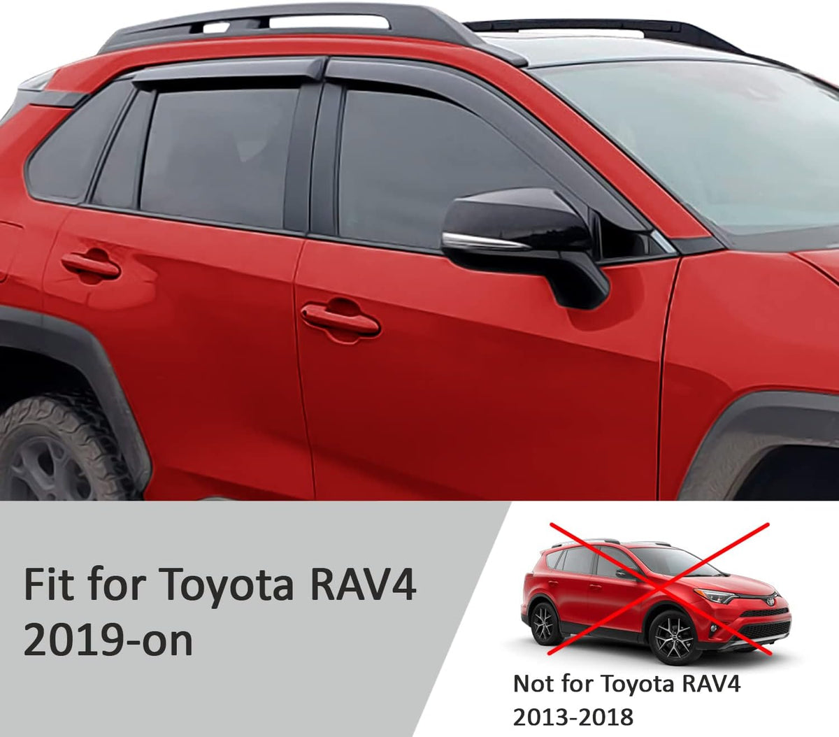 Glass Tape-on Rain Guards for Toyota RAV4 SUV, 4 Pieces U618768