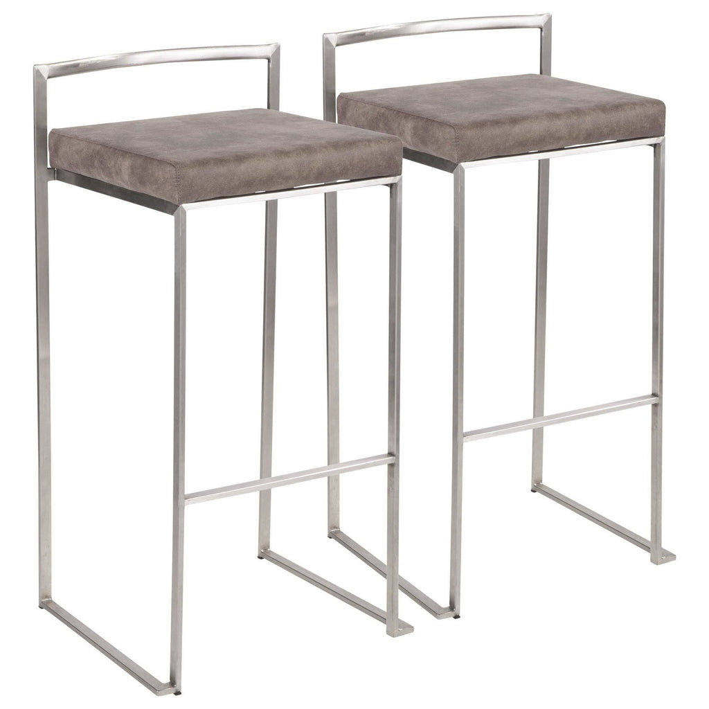 Gold Blue Velvet Stackable Counter Stool Set of 2 X92246