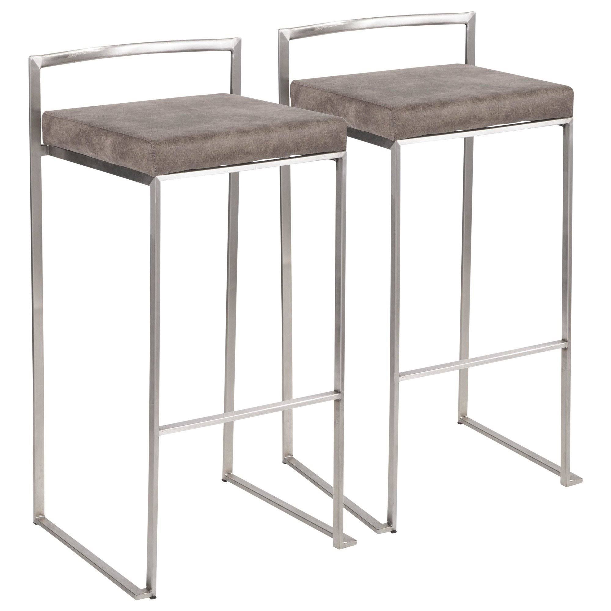 Gold Blue Velvet Stackable Counter Stool Set of 2 X92246