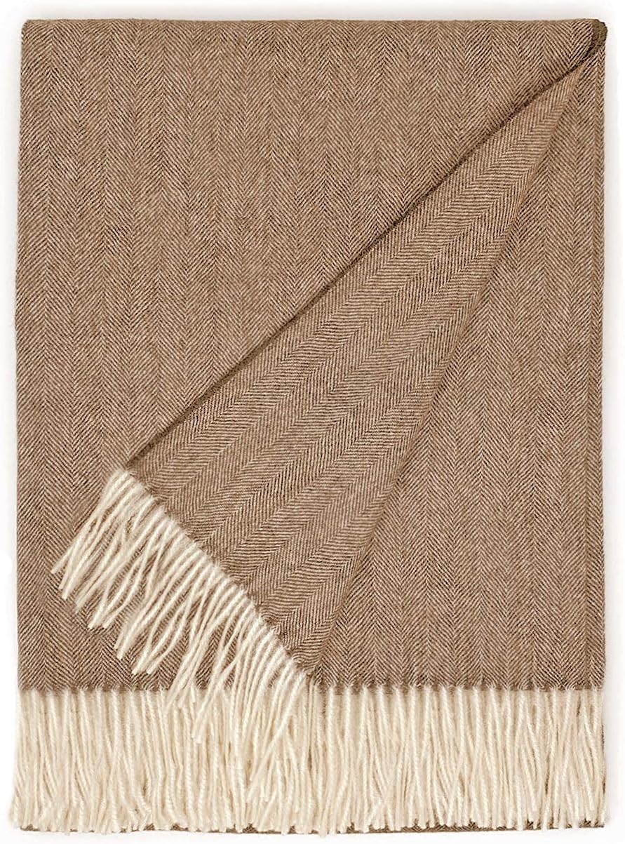 Camel Herringbone Sofa Throw Blanket N56350