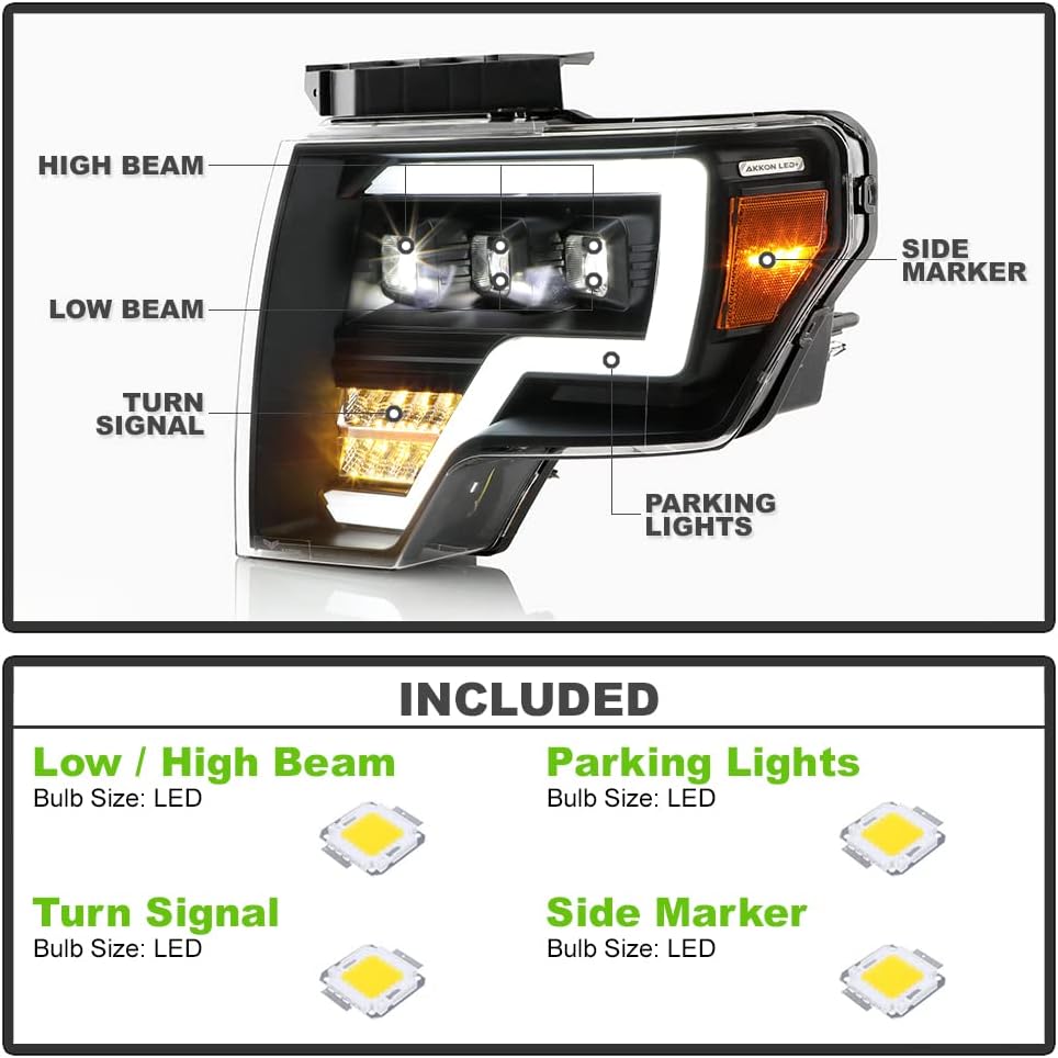 Pair of Full LED Projector Headlights for Ford F 150 Pickup R90583