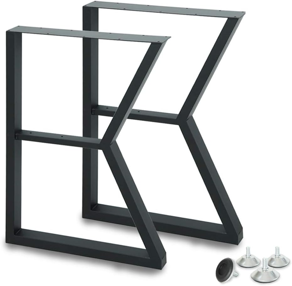 K Shape Black Metal Table Legs 1 Set of 2 pcs I78213