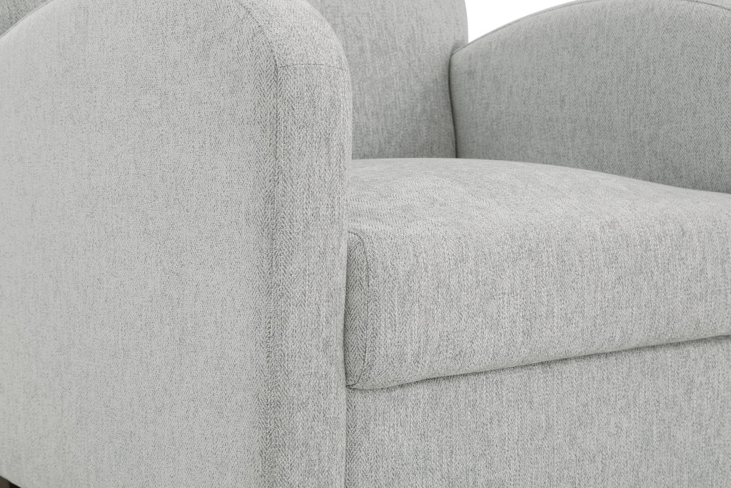 Chair & Ottoman Herringbone Smoke Gray Fabric with Medium Espresso Legs L24811