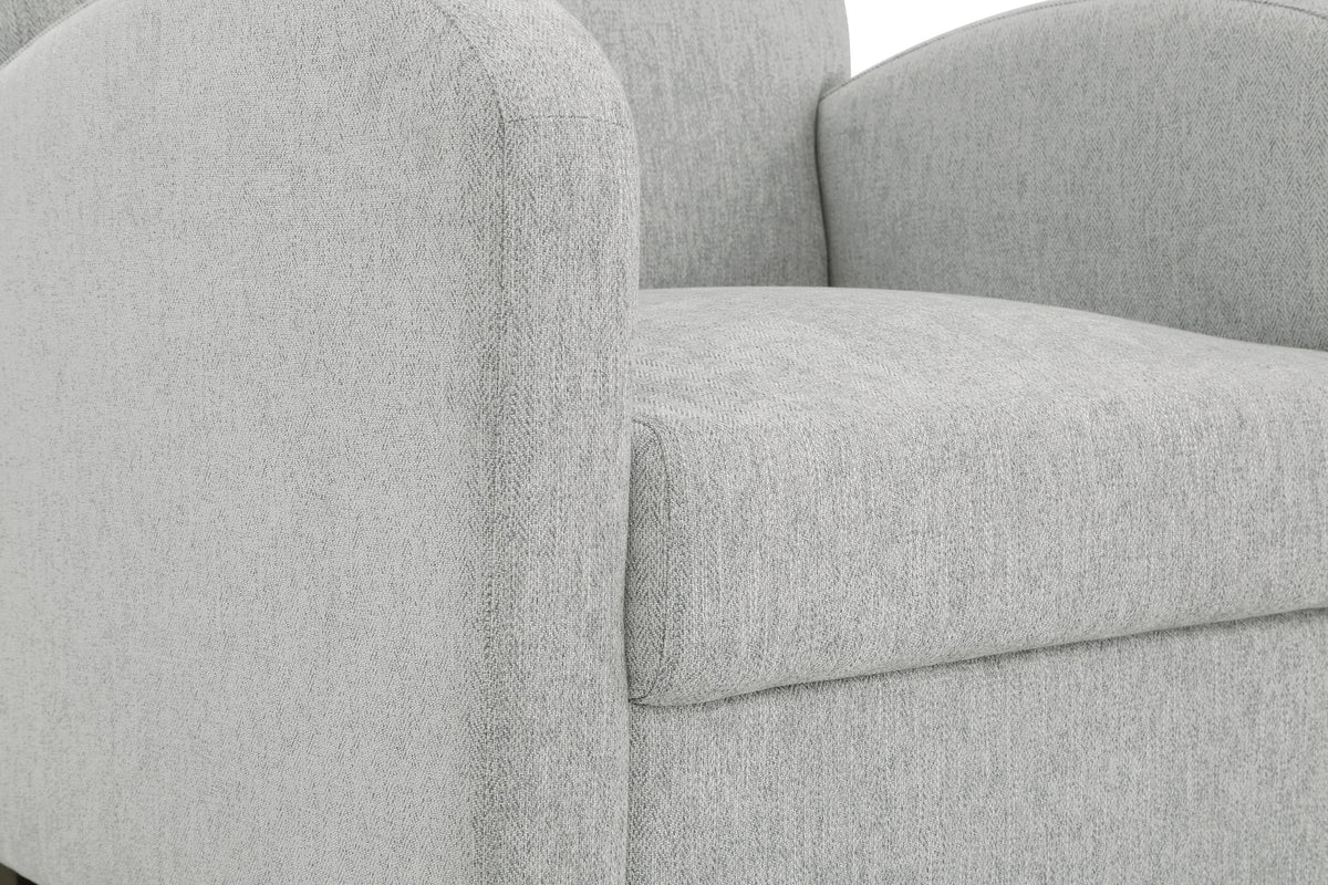 Chair & Ottoman Herringbone Smoke Gray Fabric with Medium Espresso Legs L24811