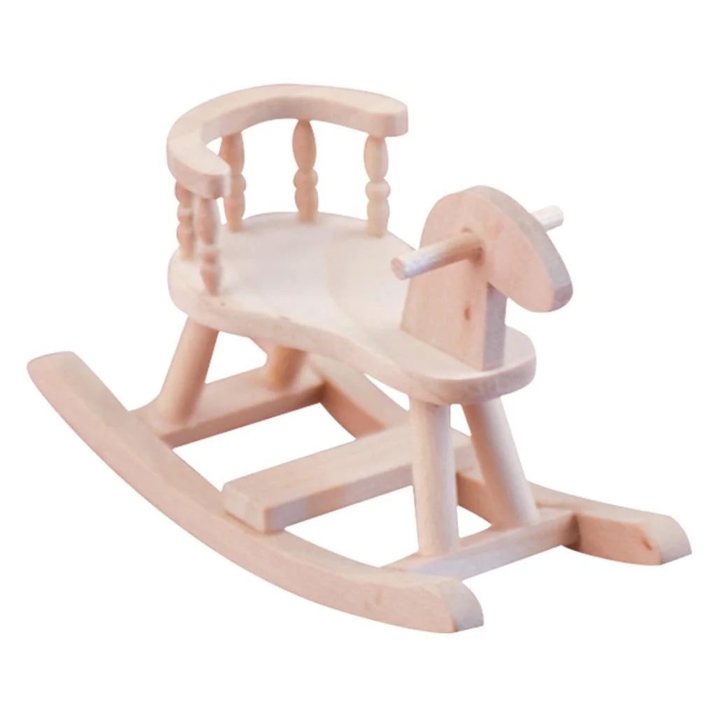 Dollhouse Unpainted Wooden Cockhorse Toy Furniture Model K37455