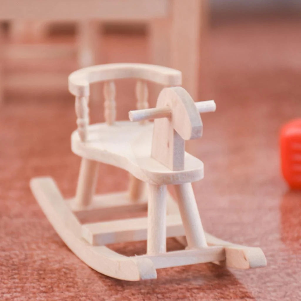 Dollhouse Unpainted Wooden Cockhorse Toy Furniture Model K37455