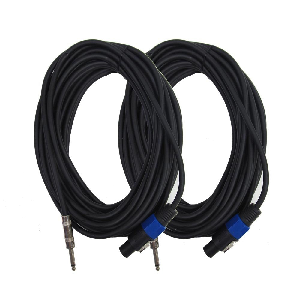 25 Foot Speakon to 1/4 Speaker Cable, 2 Conductor, 14 Gauge, Pack of 2 W5921