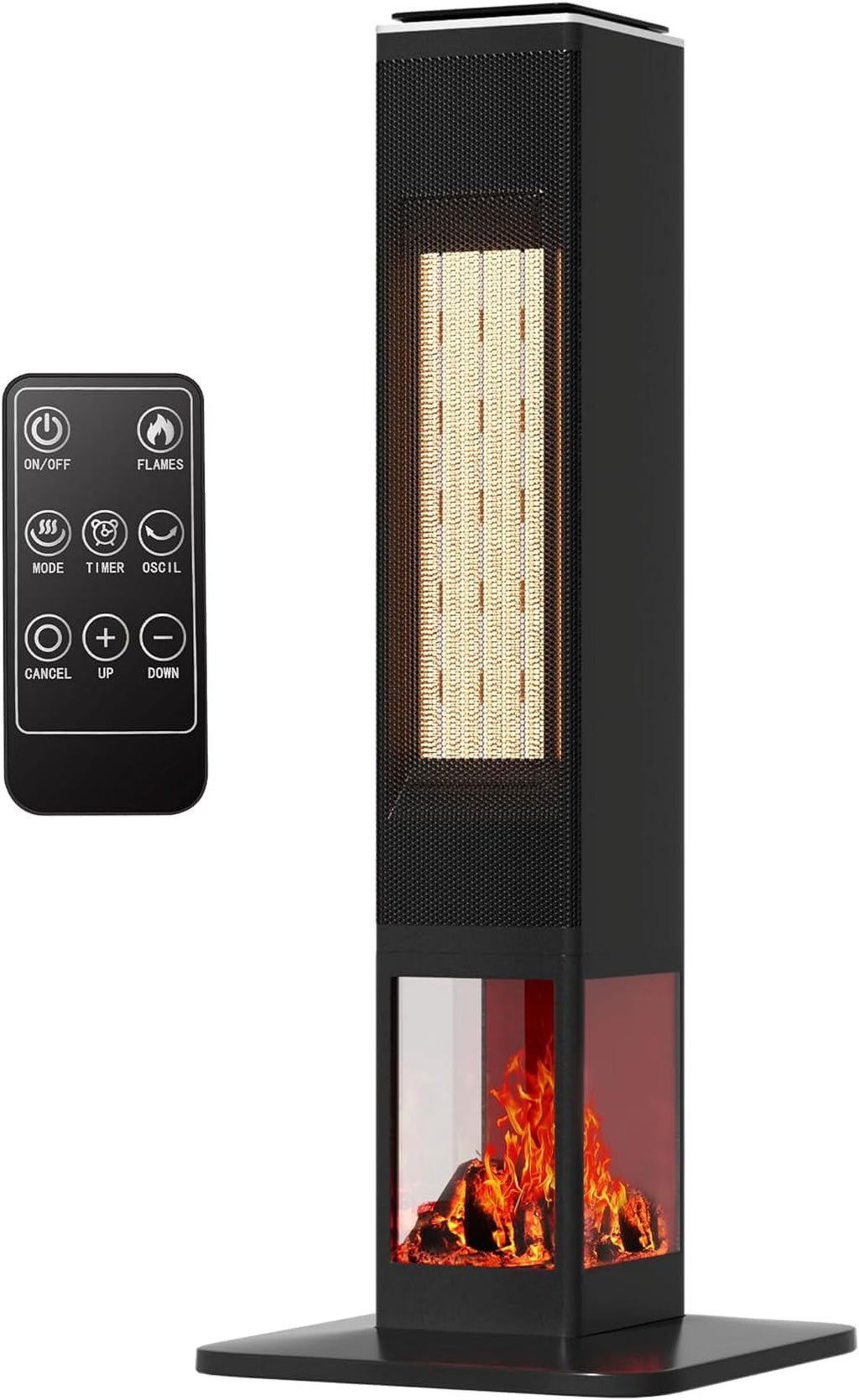 31" Portable Electric Tower Heater with Remote Thermostat 3 Modes 3D Flame F3541