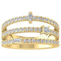 10K Yellow Gold Lab Grown Diamond Three Row Wedding Band Ring U2972