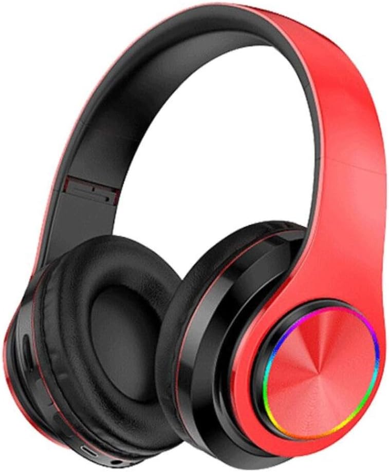 Red Black Wireless Bluetooth Over Ear Headphones with Built-in Mic, Pack of 2 G8866