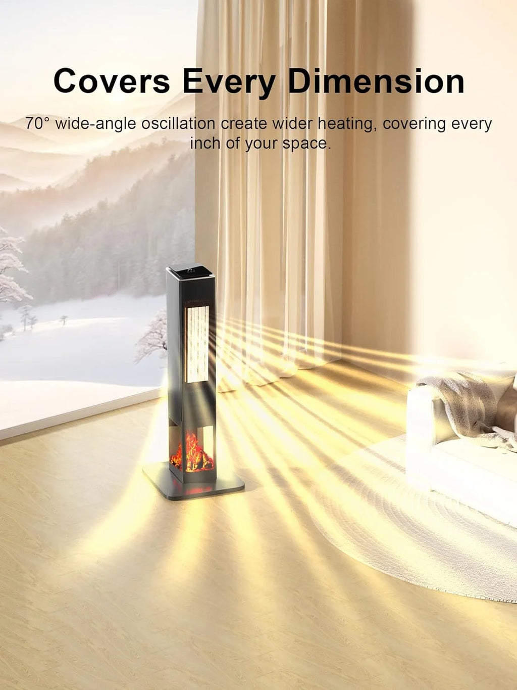 31" Portable Electric Tower Heater with Remote Thermostat 3 Modes 3D Flame F3541