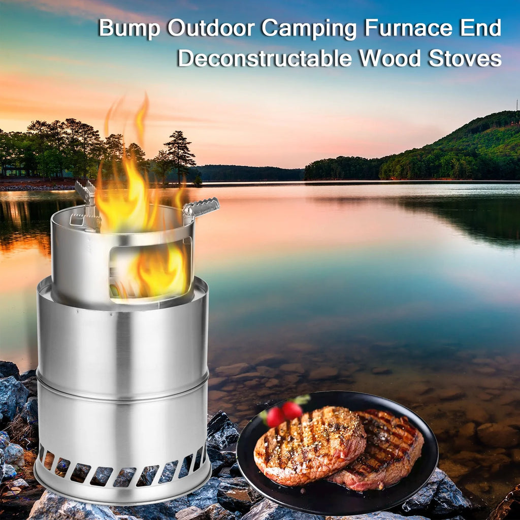 Outdoor Furnace Windproof Stainless Steel Portable Wood Stoves Y4393