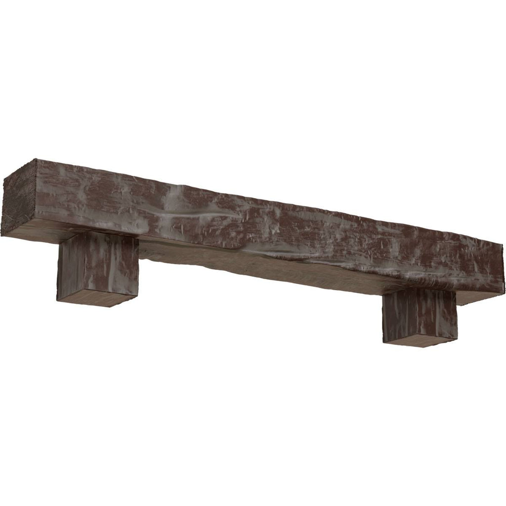 Aged Pecan Faux Wood Fireplace Mantel Kit with Corbels L8148