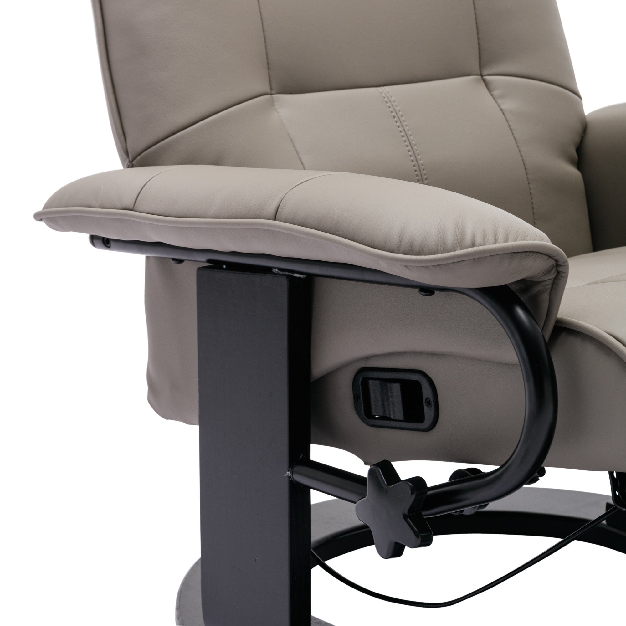 Grey Faux Leather Manual Swivel Recliner Chair with Footrest V943063