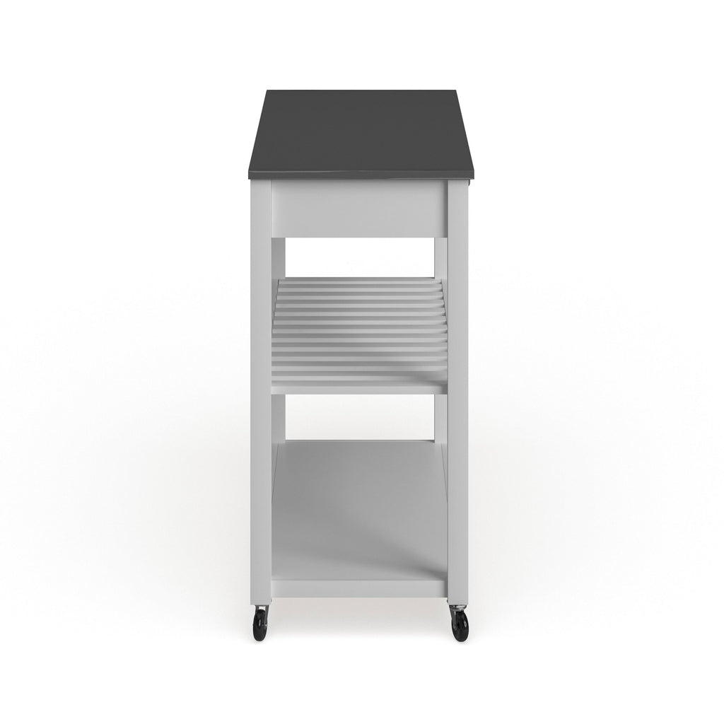 White Wood Kitchen Cart Island R719