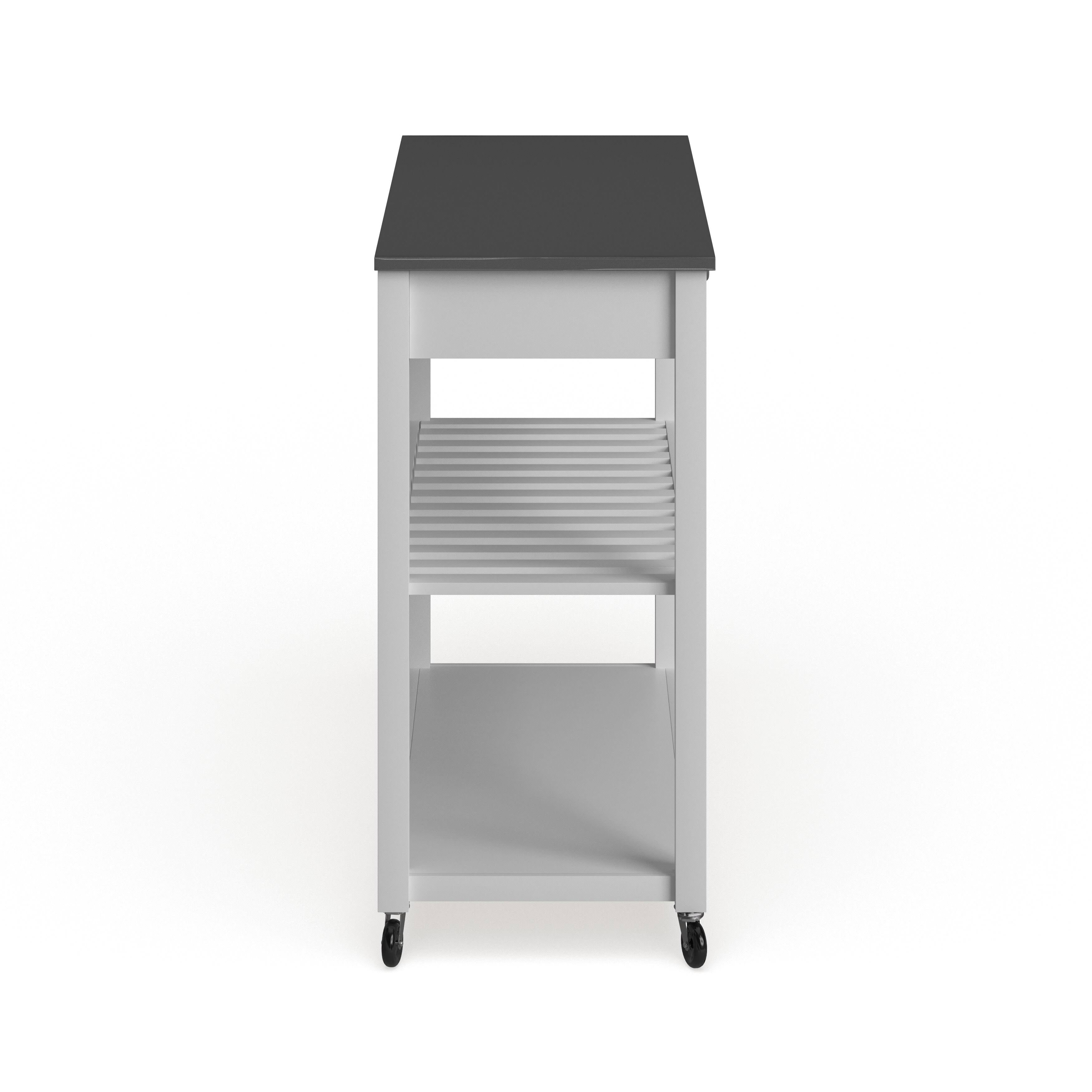 White Wood Kitchen Cart Island R719