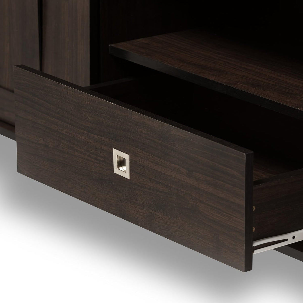 70 Dark Brown Wood TV Cabinet with 2 Sliding Doors and Drawer R488933