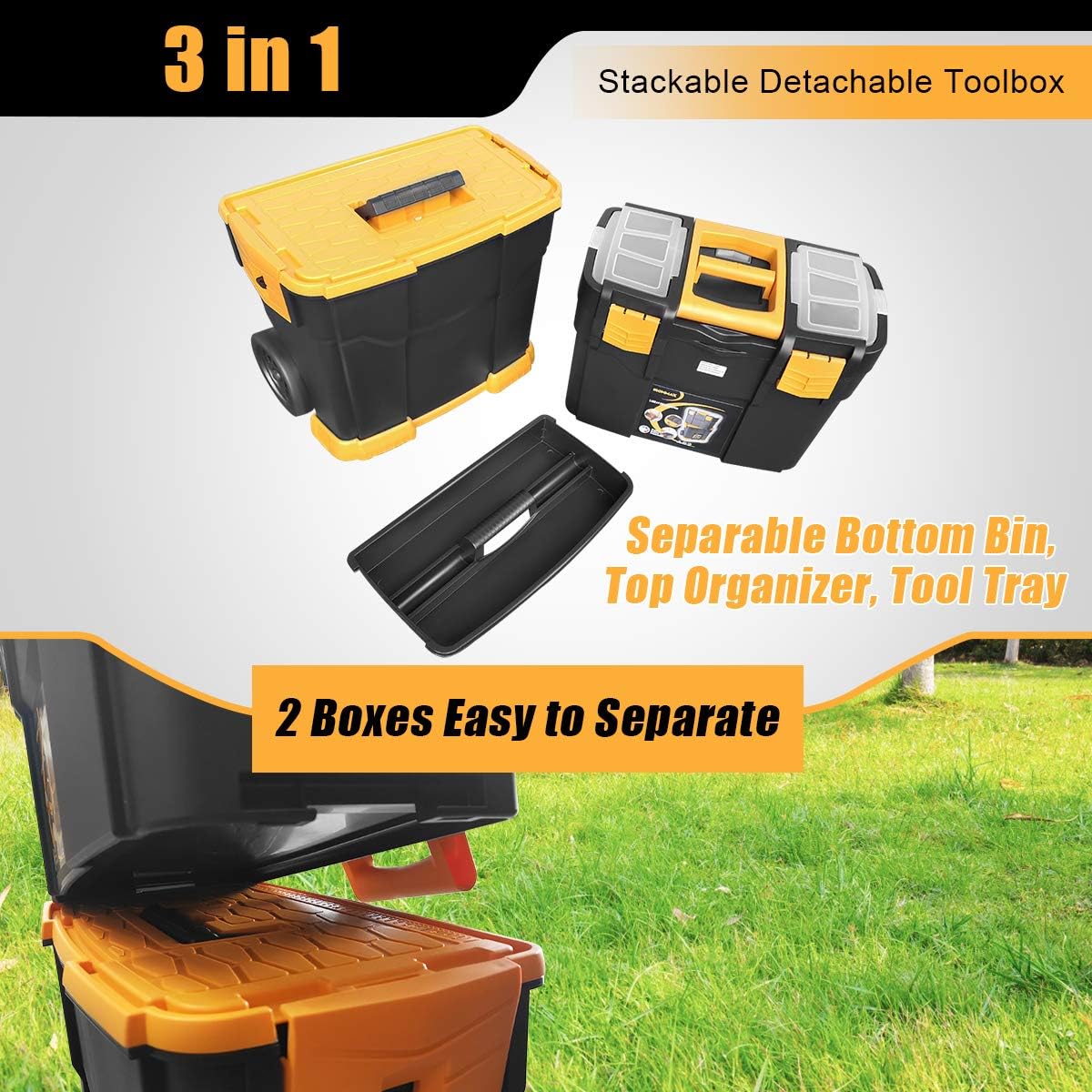 Stackable Rolling Tool Storage Case with Removable Tray F518