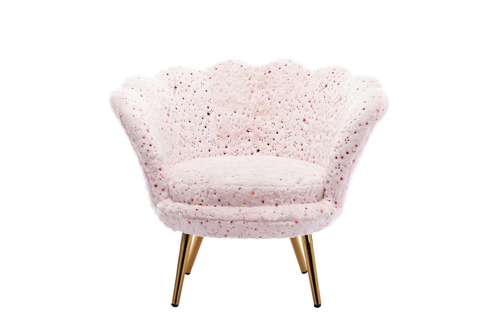 Pink Faux Fur Kids Sofa Chair with Gold Legs H11056