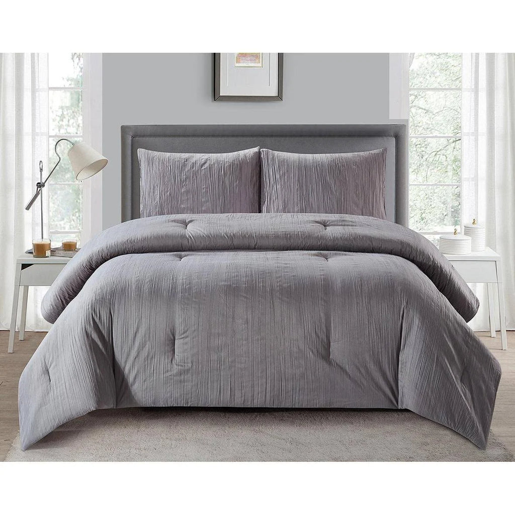 Dark Grey Crinkle 3PC Full/Queen Z6997