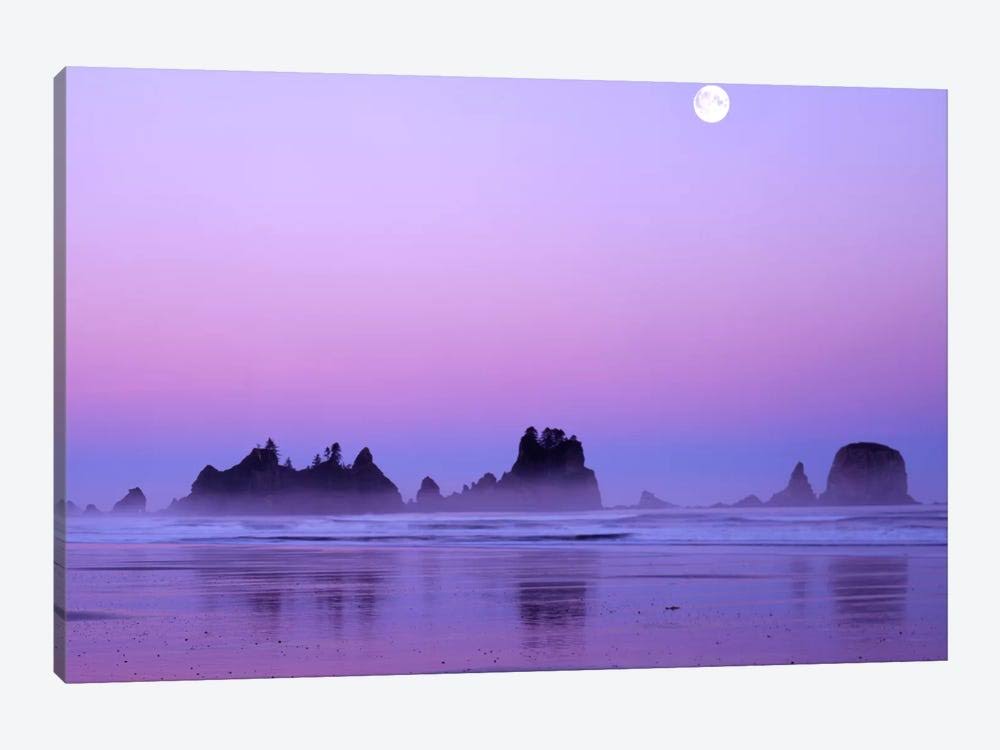 Magnificent Sunset with Full Moon Paintings on Canvas Art F396