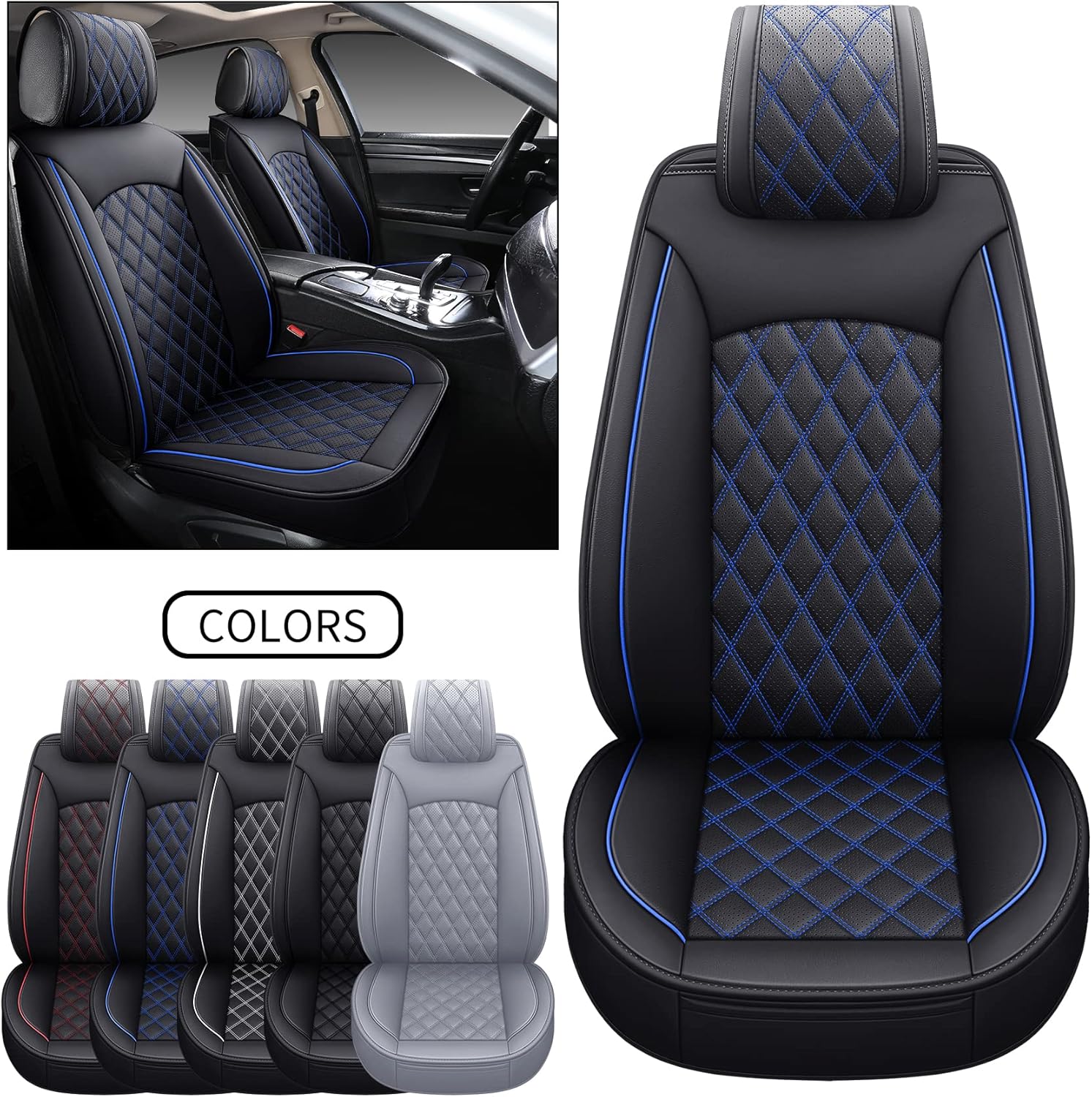 Waterproof Faux Leather Car Seat Covers Full Set G917