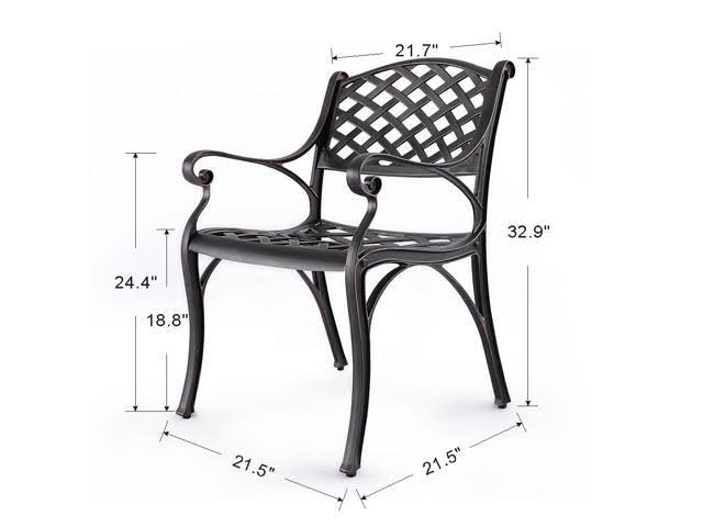 Cast Aluminum Patio Dining Chairs Armchair Set of 2 U861399