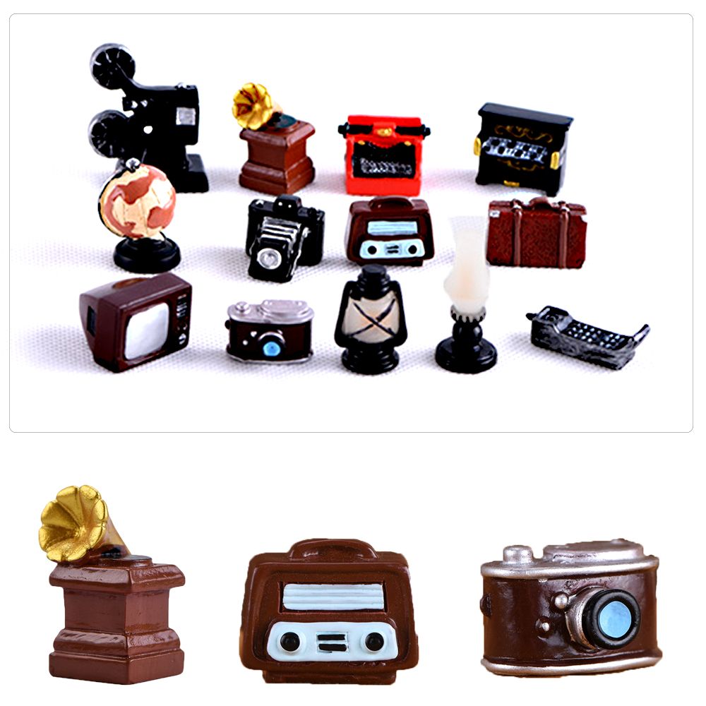 Antique Resin Dollhouse Mini Pianos Furniture Figurine Telephone TV Model LUGGAGE R909510
