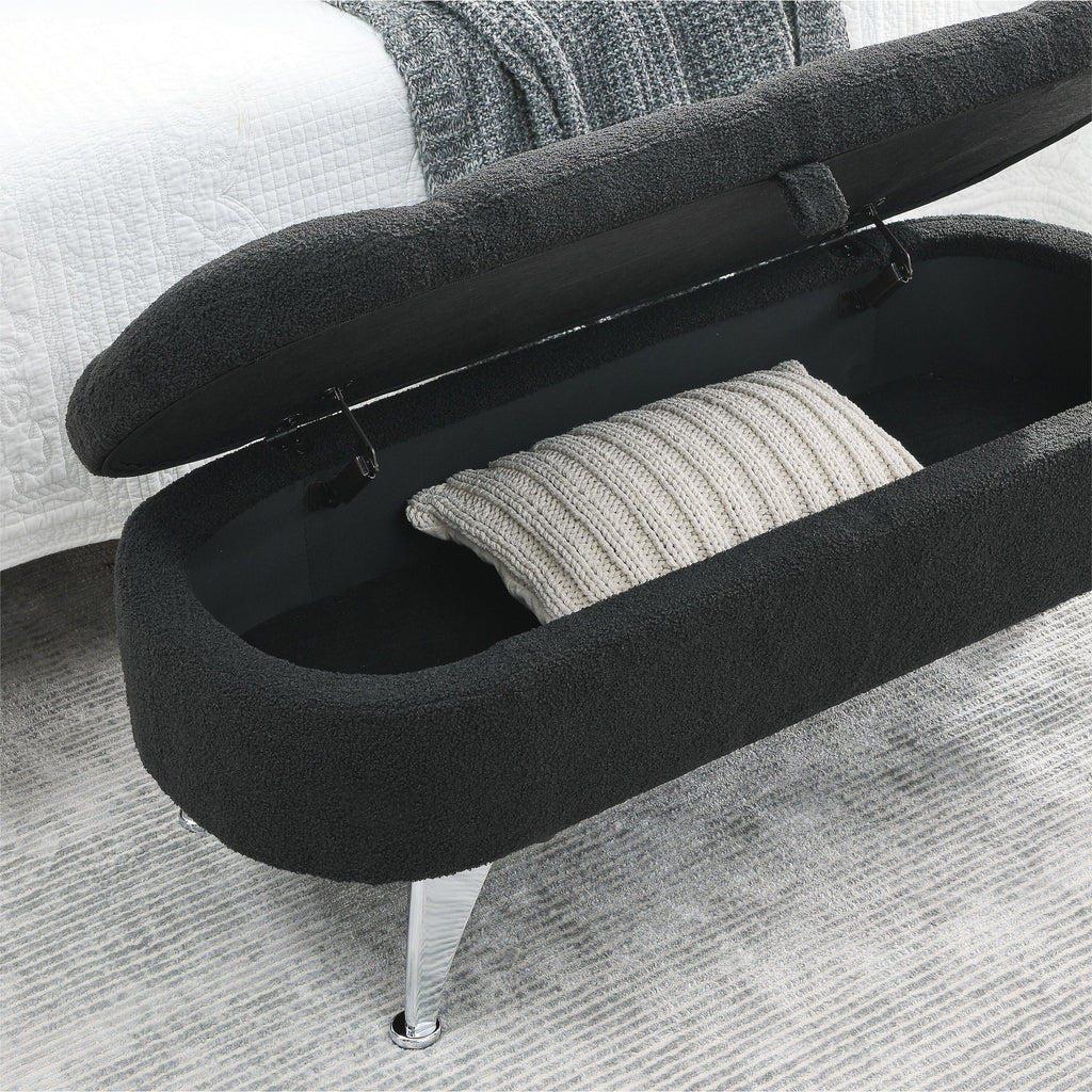 Black Teddy Storage Ottoman Bench S86384