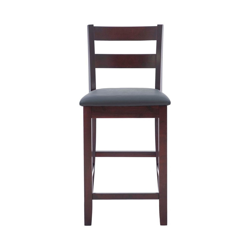 Dark Merlot Wood & Faux Leather Counter Stool O23146