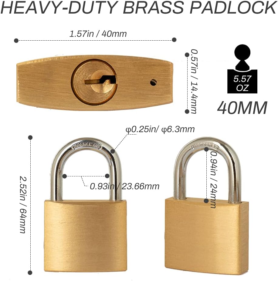 16 Pack Keyed Alike Solid Brass Padlock with 1-1/4” Wide Lock Body V873