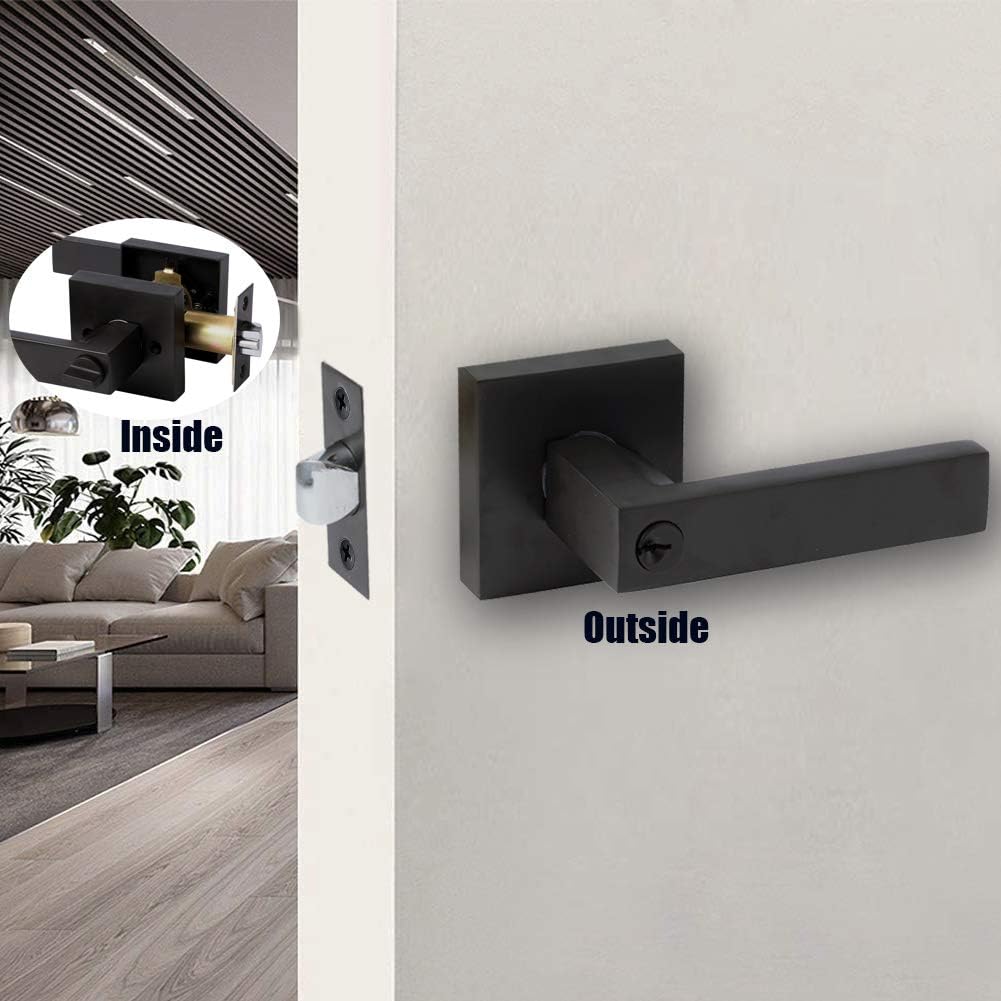3 Pack Matte Black Door Lever Handles F125