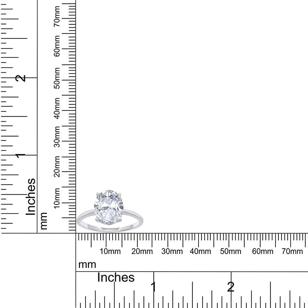 Oval Cut Solitaire Lab Created Moissanite Wedding Ring in 14K White Gold Over Sterling Silver N26206
