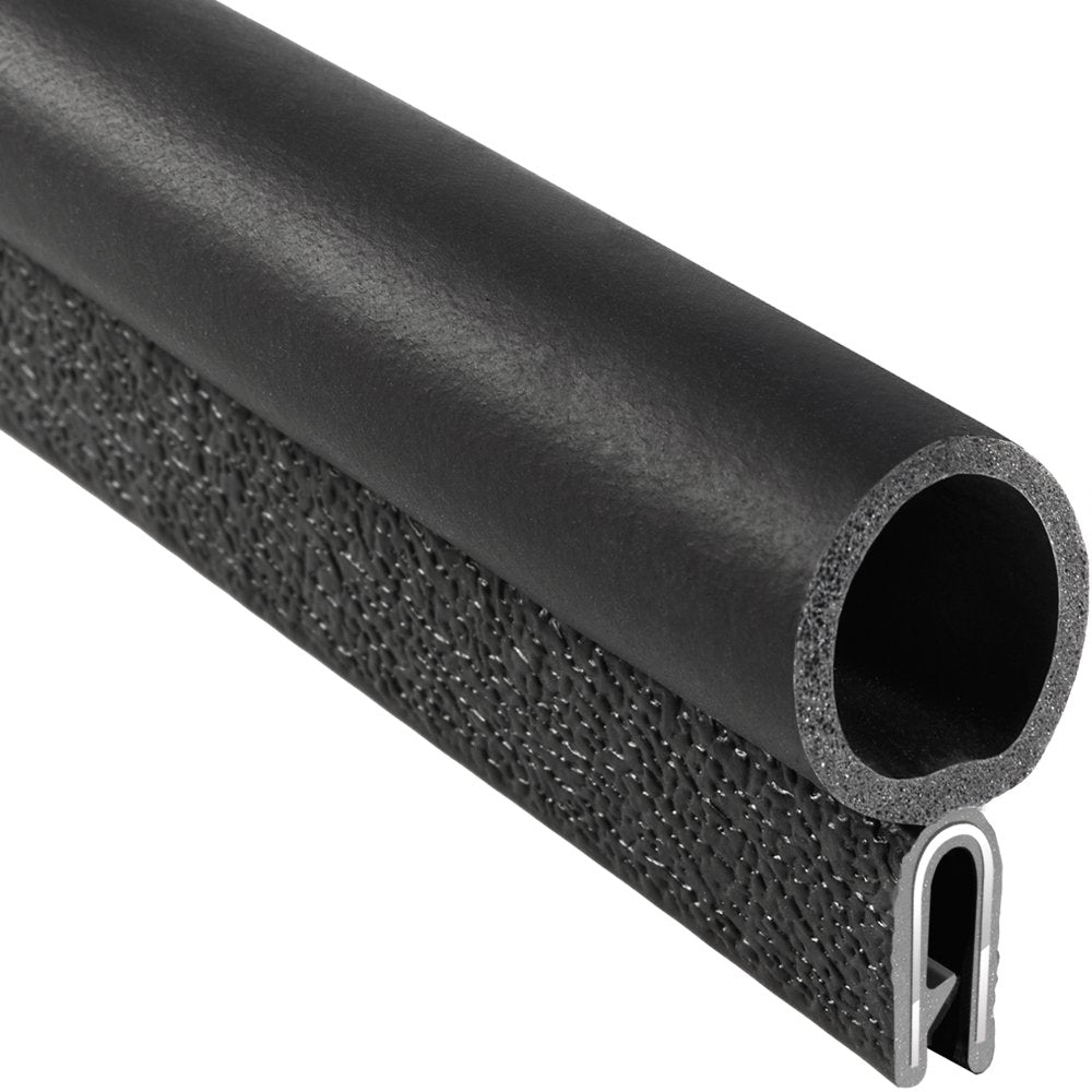 Trim Seal with Top Bulb, 3/16” Edge, 3/4” Bulb Seal Diameter, 25’ Length, PVC Plastic with EPDM Rubber Seal, Pack of 2 X507