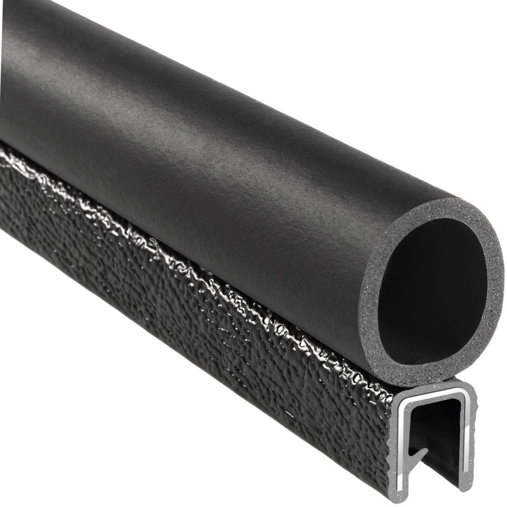 Trim Seal with Top Bulb, 3/16” Edge, 3/4” Bulb Seal Diameter, 25’ Length, PVC Plastic with EPDM Rubber Seal, Pack of 2 X507