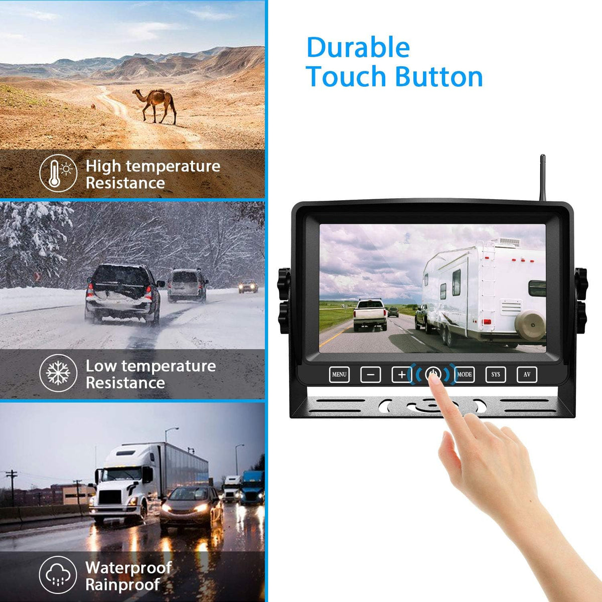 Wireless 7 FHD Monitor Backup Camera System with 4 Cameras W94518