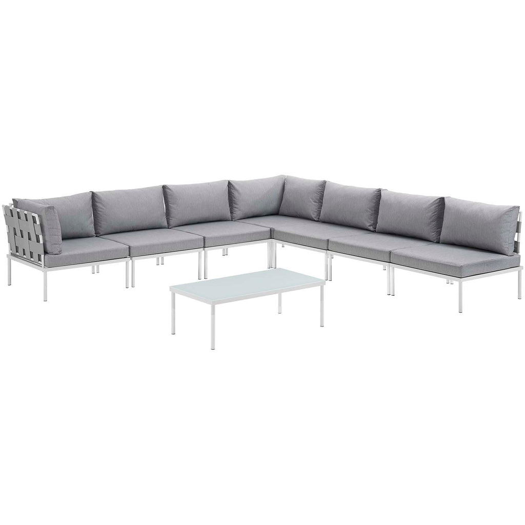 White Gray 8 Piece Outdoor Aluminum Sectional Sofa Set K843242