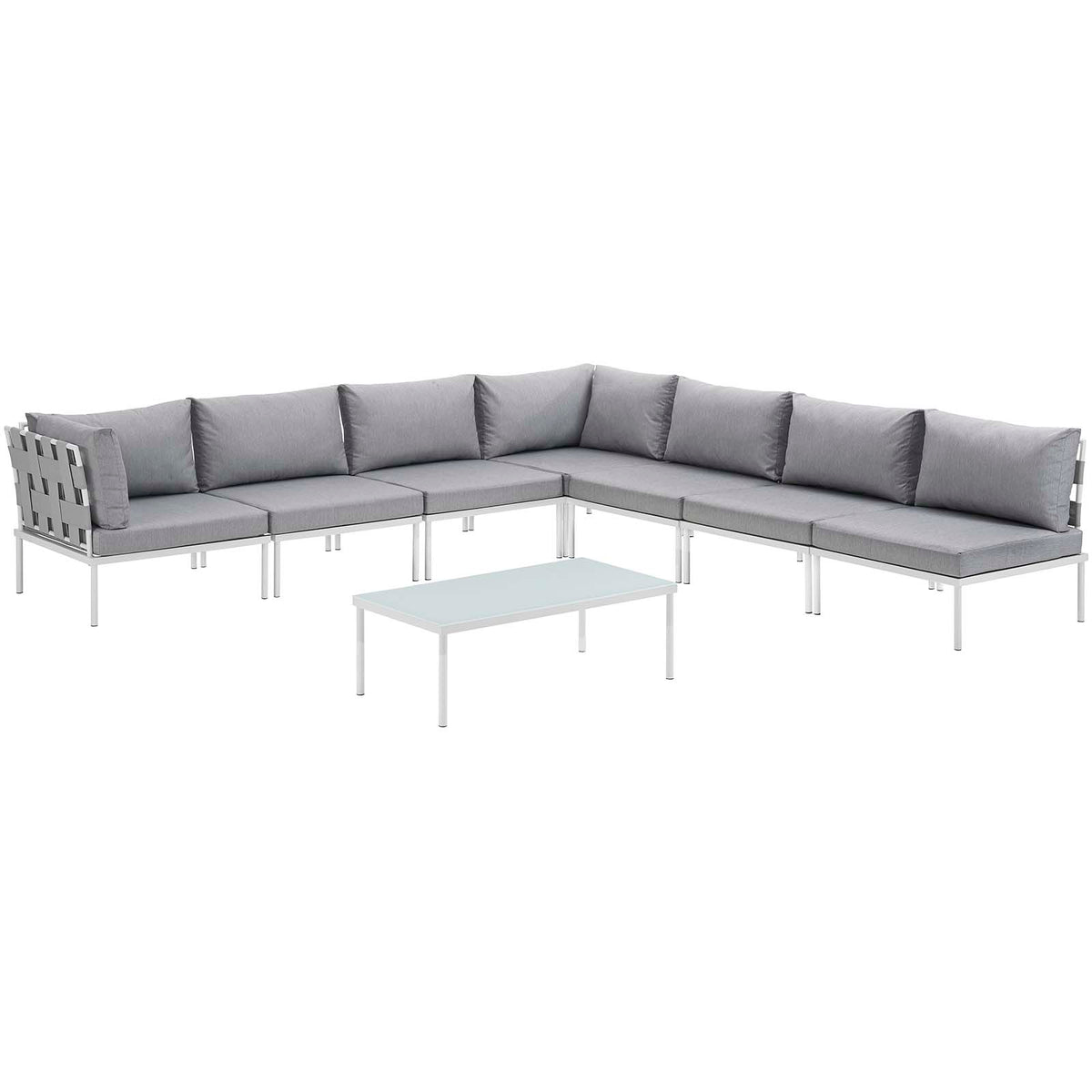 White Gray 8 Piece Outdoor Aluminum Sectional Sofa Set K843242