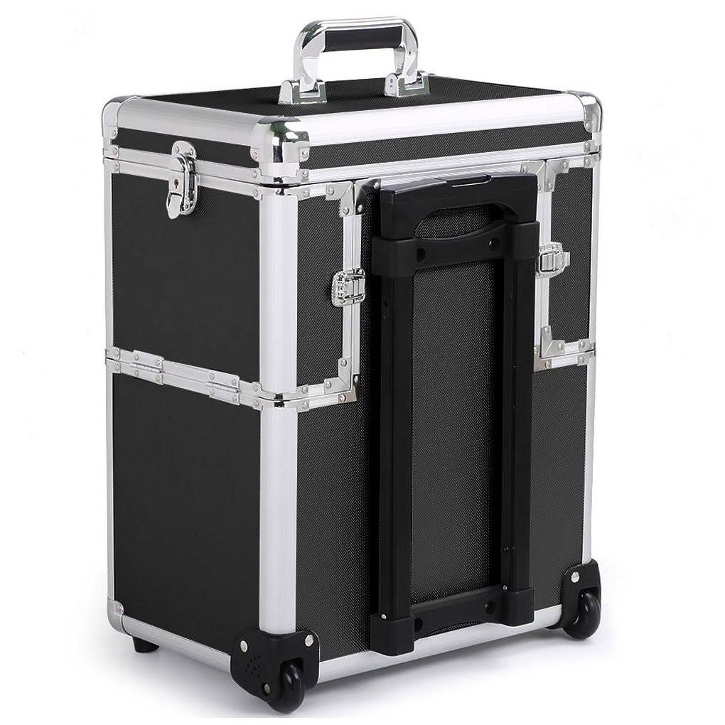 Black Aluminum Rolling Makeup Case T483