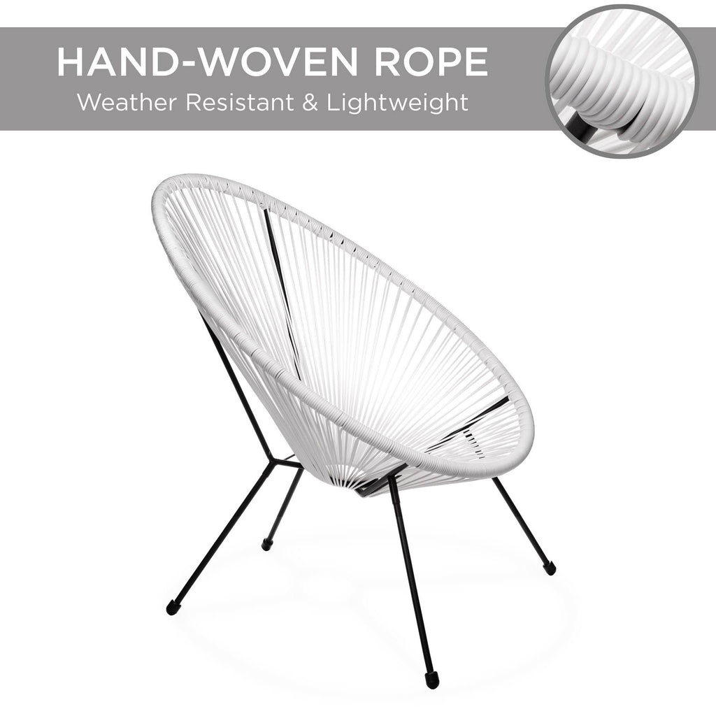 3-Piece All-Weather Patio Bistro Furniture Set with Rope Glass Top Table J4294