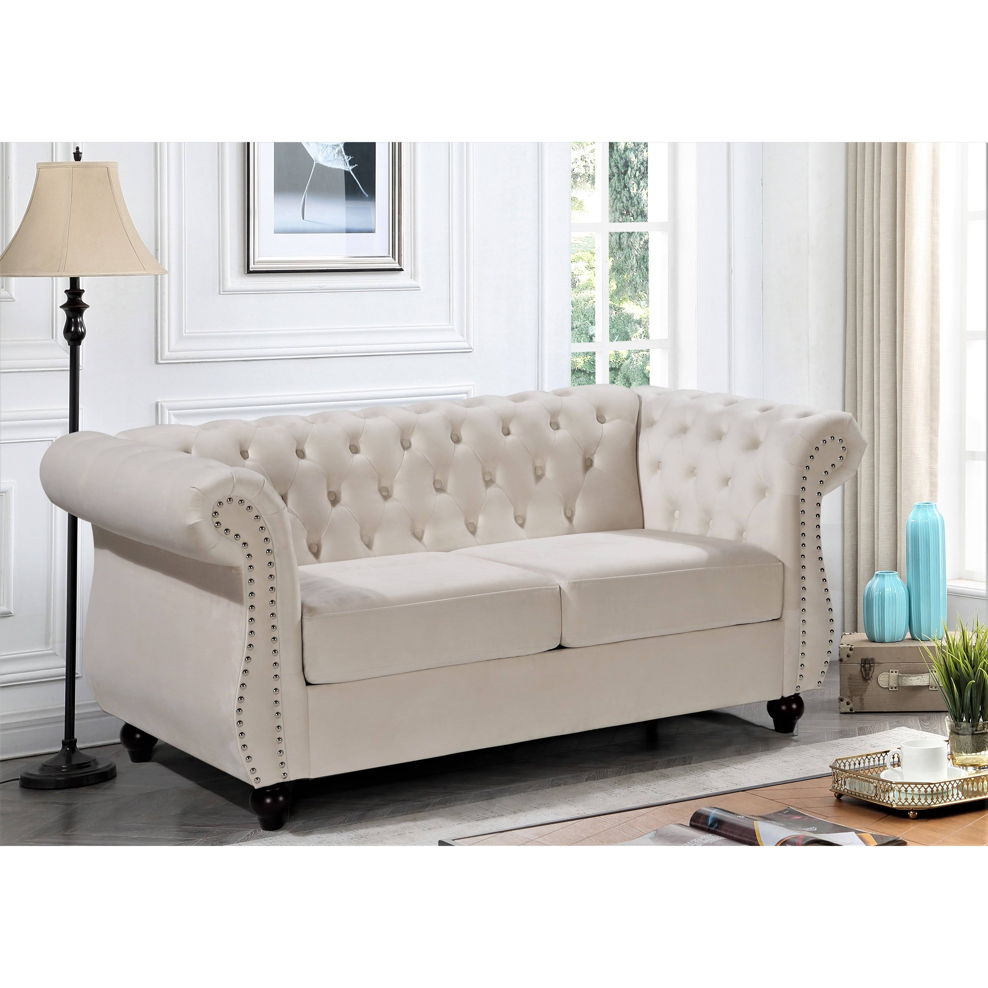 Pink Chesterfield Loveseat F85723
