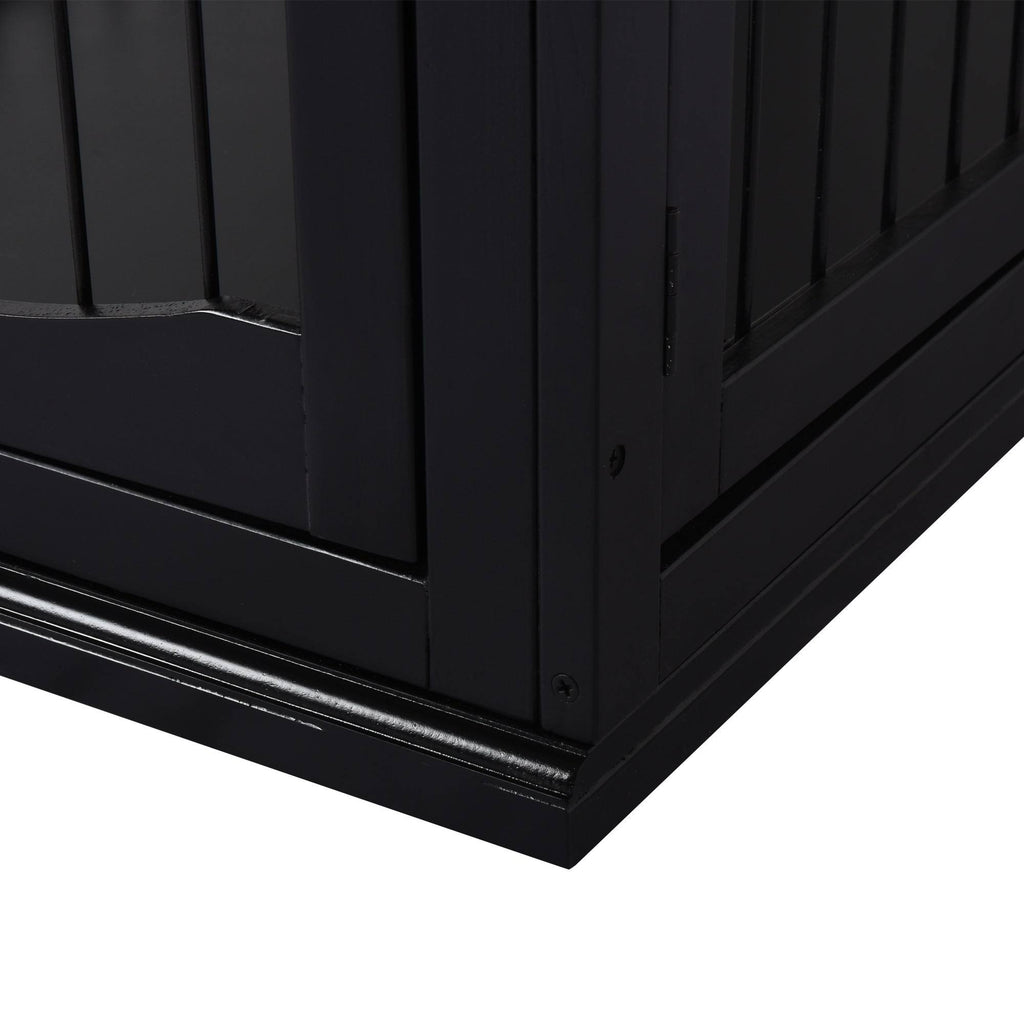 Black Wooden Dog Cage Pet Crate Kennel with Double Door T71372