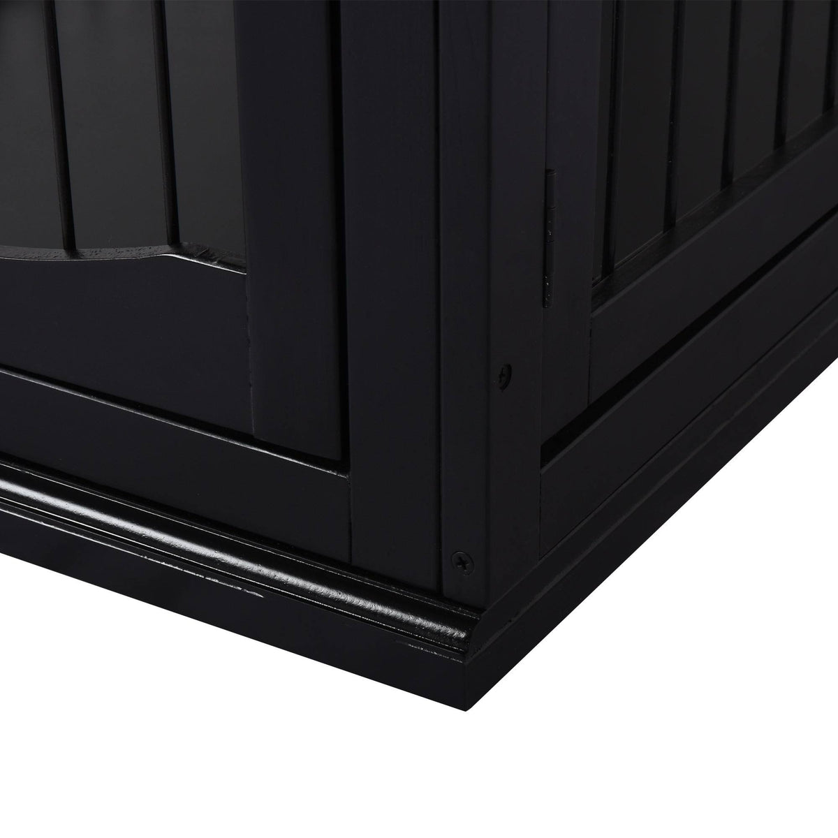 Black Wooden Dog Cage Pet Crate Kennel with Double Door T71372