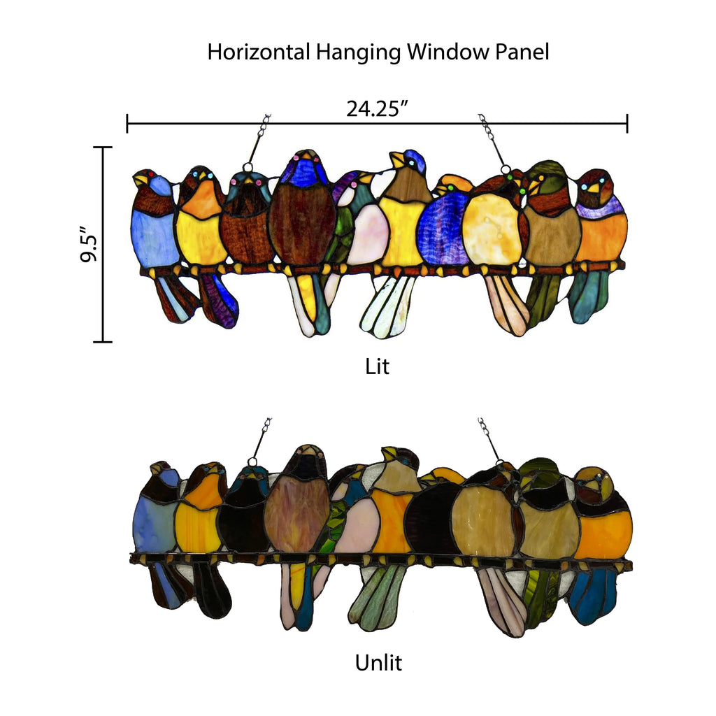 Stained Glass Birds on a Wire Window Panel B8516