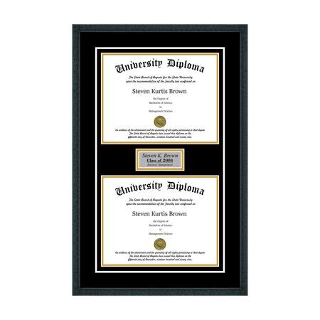 Black Double Diploma Frame with Double Matting B350