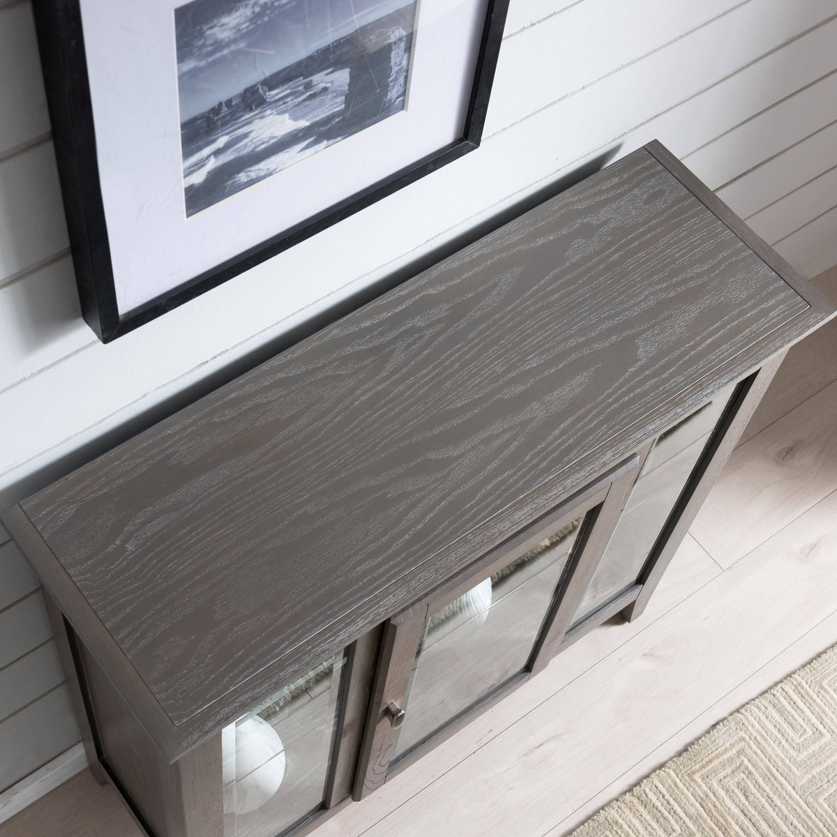Gray Entryway Curio Cabinet with Interior Light T3572