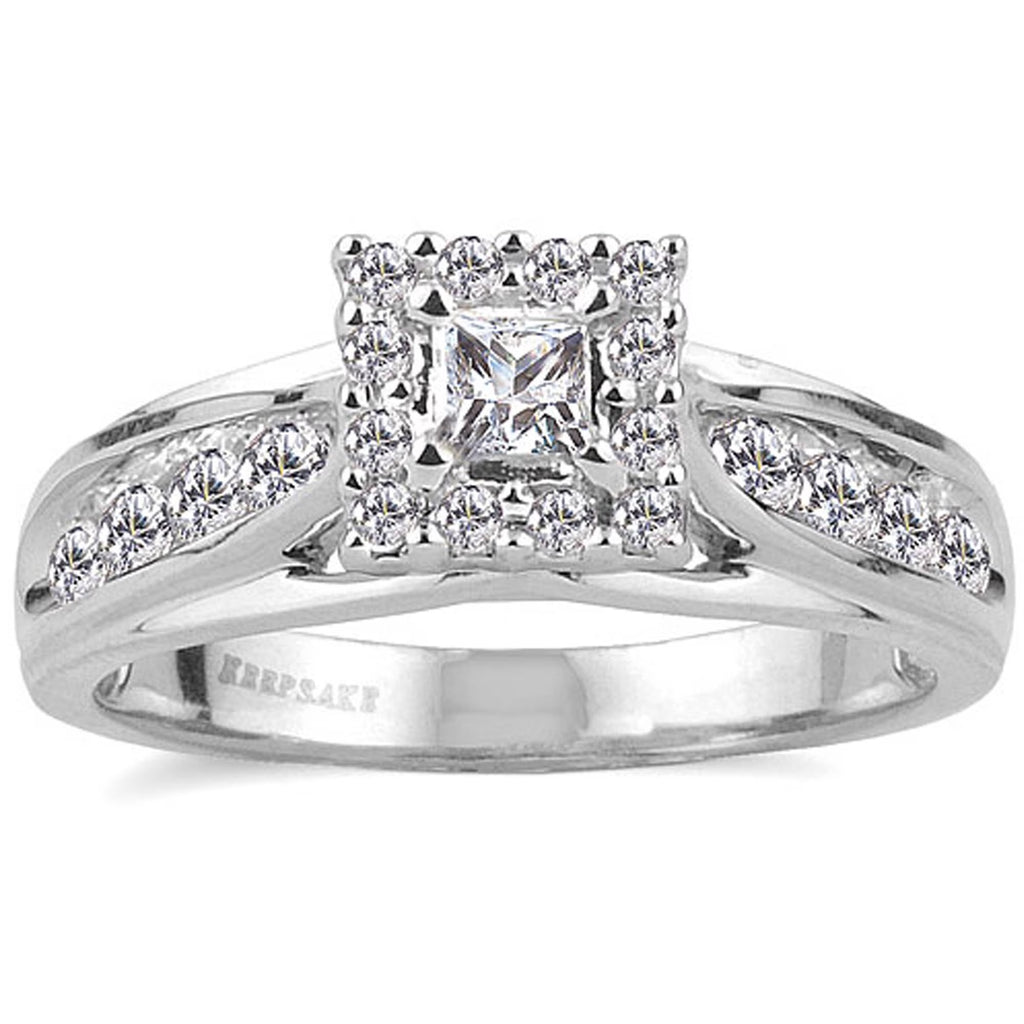 10k White Gold Princess-Cut Diamond Engagement Ring V6846