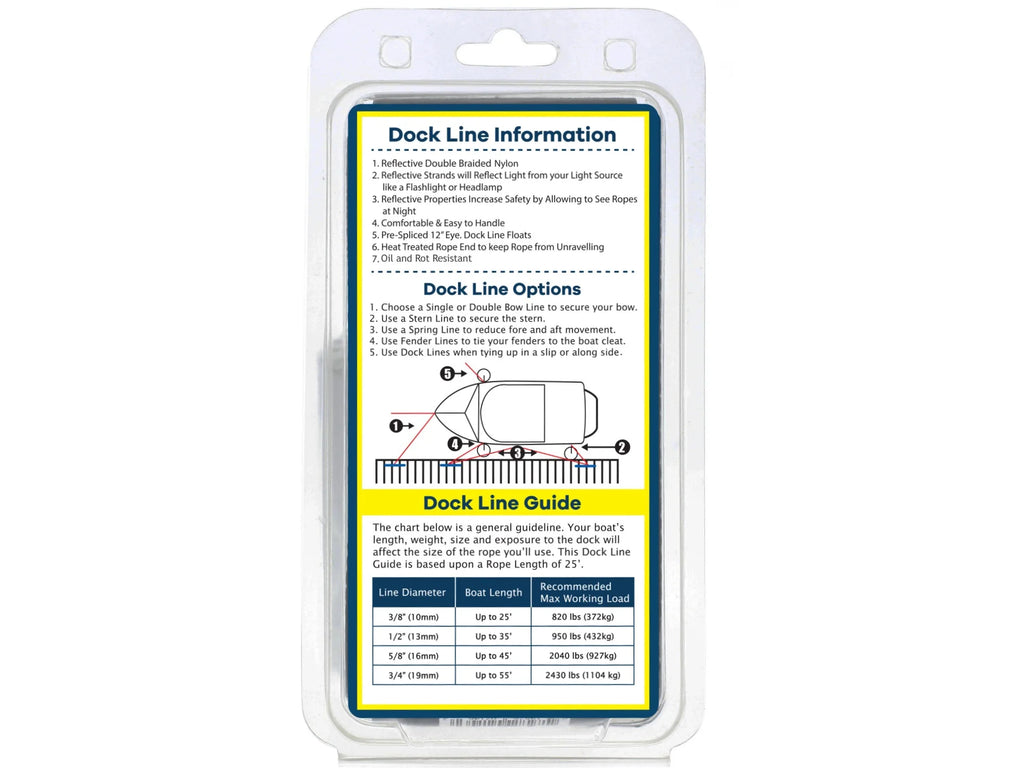 3/8" x 15' Black (2 Pack) Double Braided Nylon Dock Line J8347