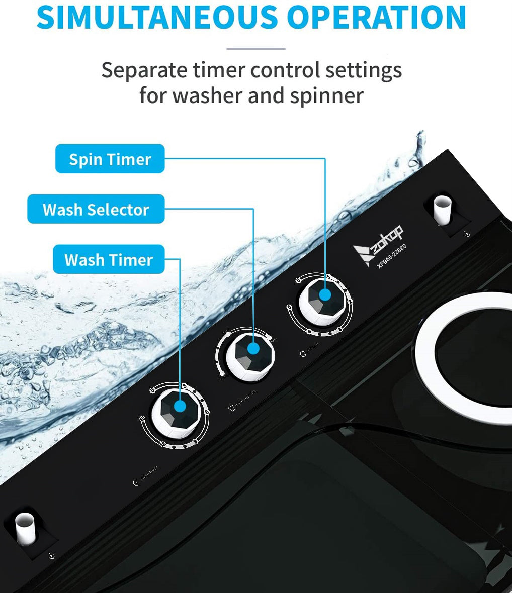 Semi-automatic Twin Tub Washing Machine, 26Lbs, White&Black M964482