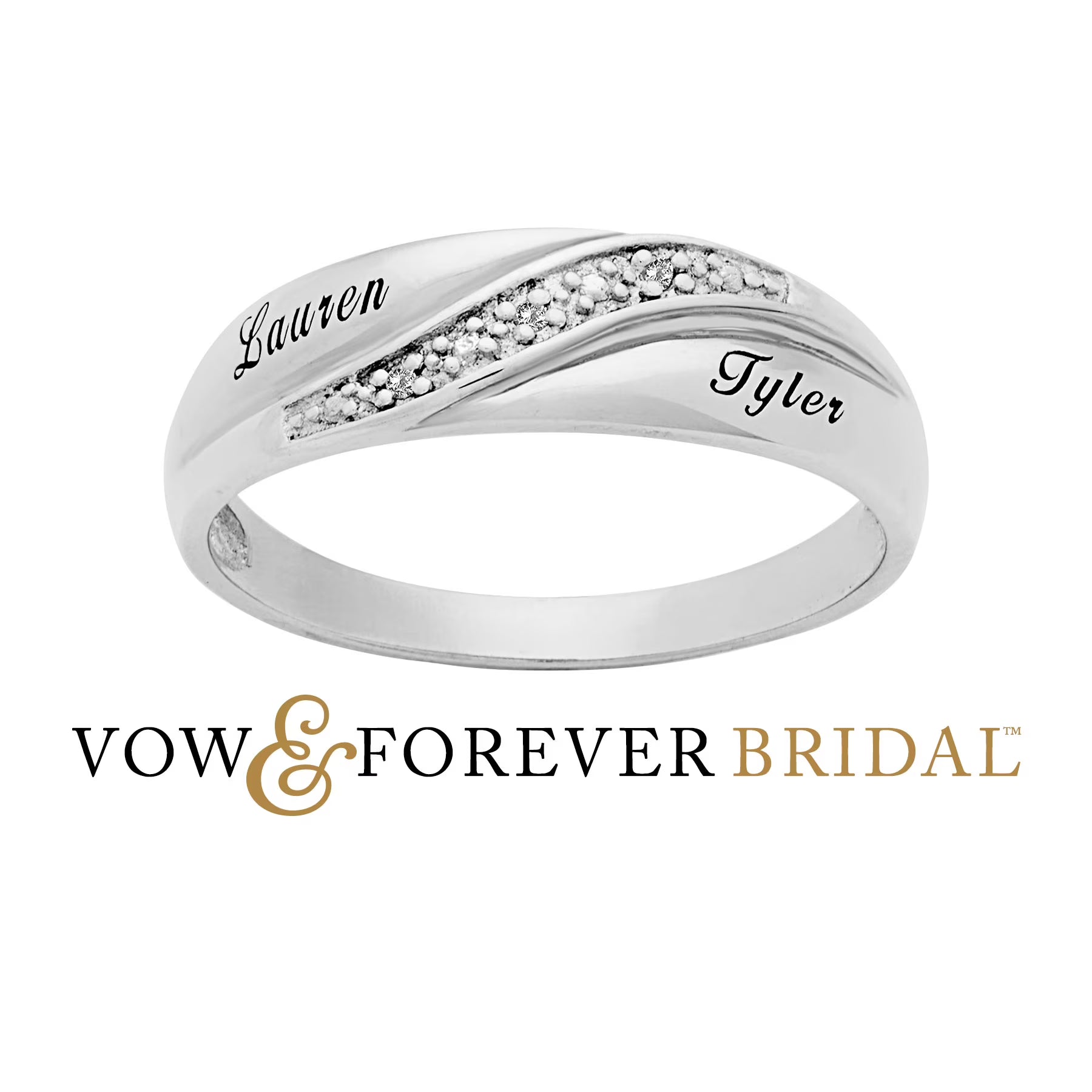 Platinum over Sterling Silver Men's Diamond Accent Engraved Wedding Band P7528